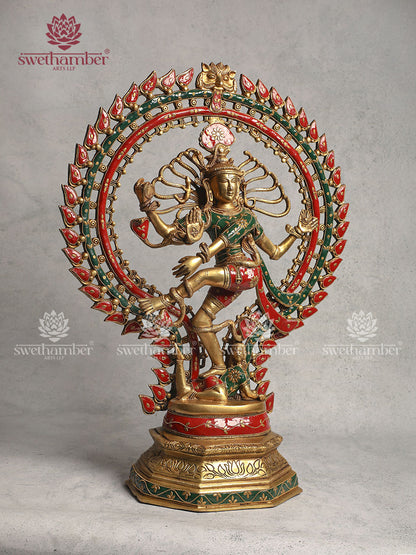 Brass Nataraja Home Décor With Stone Work