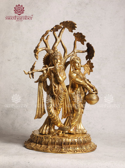 Brass Unique Style Radha Krishna With Tree