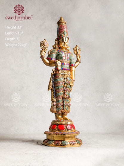 Brass Jeweled Up Venkateswara Idol