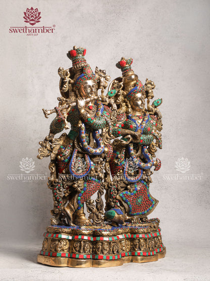 Brass Radha Krishna Set On Single Base