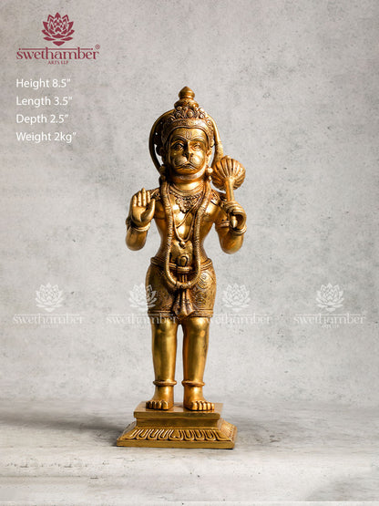 Brass Lord Standing Hanuman Statue