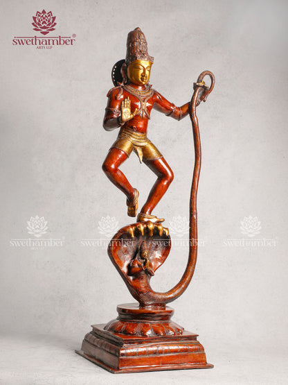 Brass Krishna Kaliya Statue