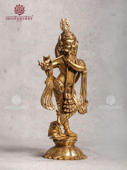 Unique Brass Krishna Idol Home Decor