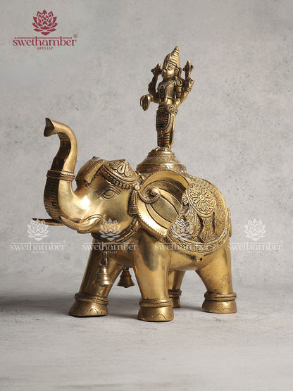Pure Brass Lord Venkateshwara Swamy on Elephant 17"
