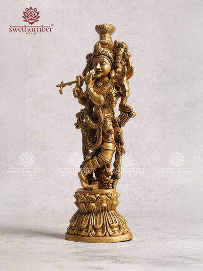 Brass Antique Krishna Statue