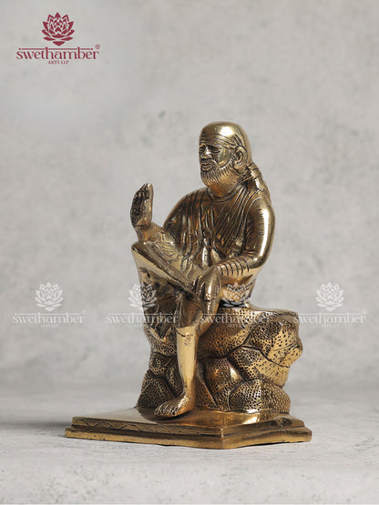 Antique Fnish Sai Baba Brass Statue