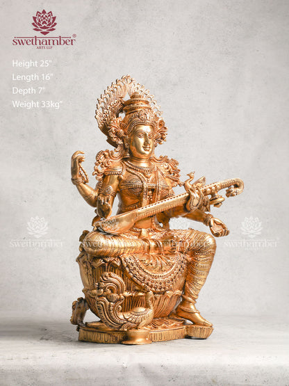 Handcrafted Brass Saraswati Idol