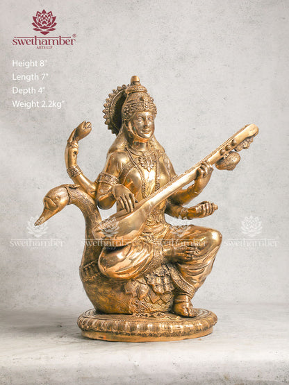 Brass Saraswati Idol for Home Décor
