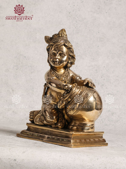 Brass Butter Krishna Idol