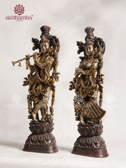 Brass Colour Radha Krishna Idol Set
