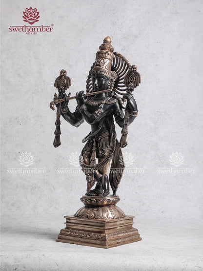 Brass Antique Krishna Statue Vintage Collection