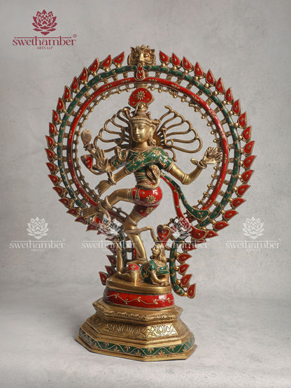 Brass Nataraja Home Décor With Stone Work