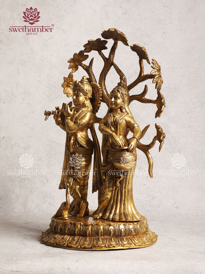 Brass Unique Style Radha Krishna With Tree