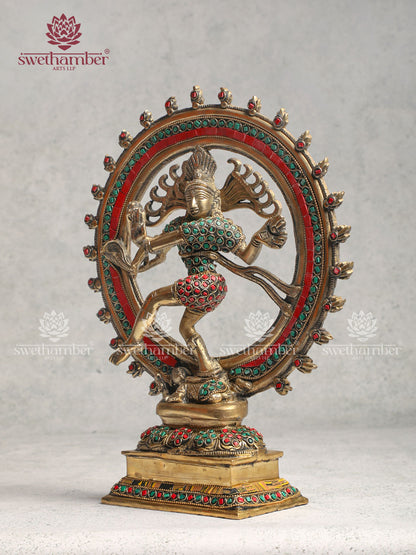 Decorative brass Nataraja statue with Stone work
