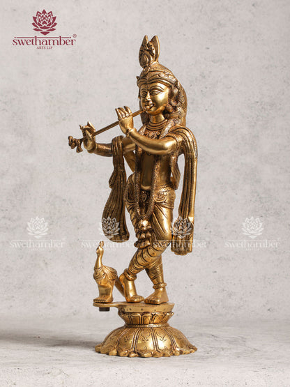 Unique Brass Krishna Idol Home Decor