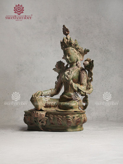 Brass Tara Idol With Colour