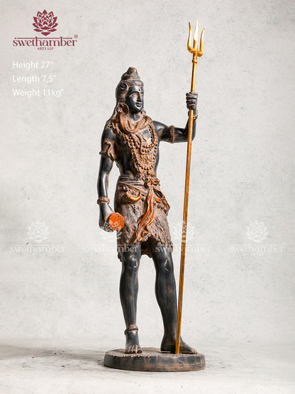 Brass Antique Standing Shiva Idol for Home Décor