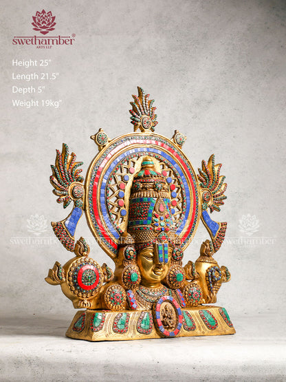 Decorative Brass Balaji with colour stone work