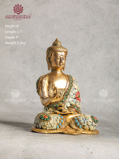 DecorativeBrass  Buddha Blessing With White Stone