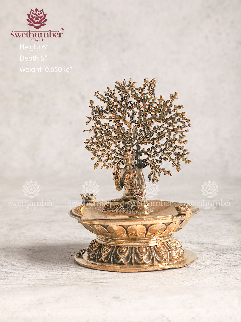 BRASS LAMP WITH BUDDHA TREE