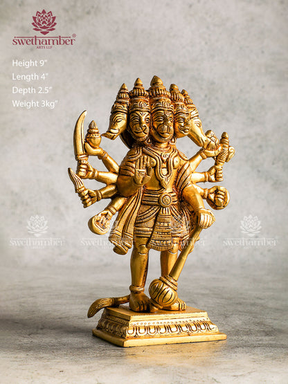 Standing Panchmukhi Hanuman Brass Idol