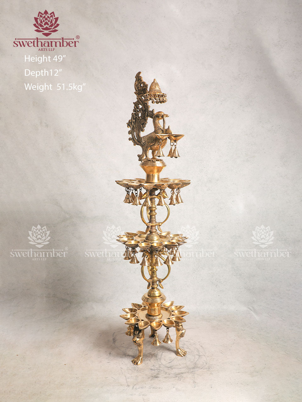 Large Brass Decorative Oil Lamp For Pooja Room & Decor