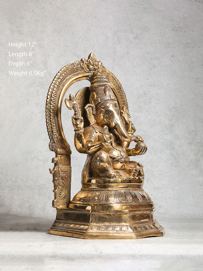 Brass Ganesh With Prabhavali Antique Finish