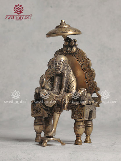 Antique Finish Sai Baba Brass Statue