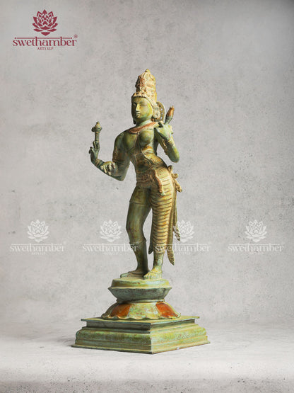 Lord Shiva And Parvati Form Antique Finish Ardhanarishvara Statue