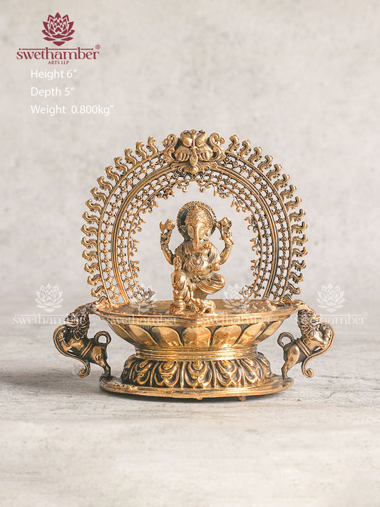 BRASS LIGHT WEIGHT DEEPA WITH GANESHA