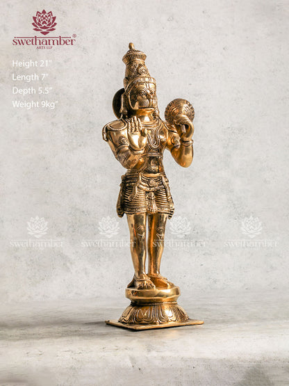 Brass Standing Lord Hanuman Statue