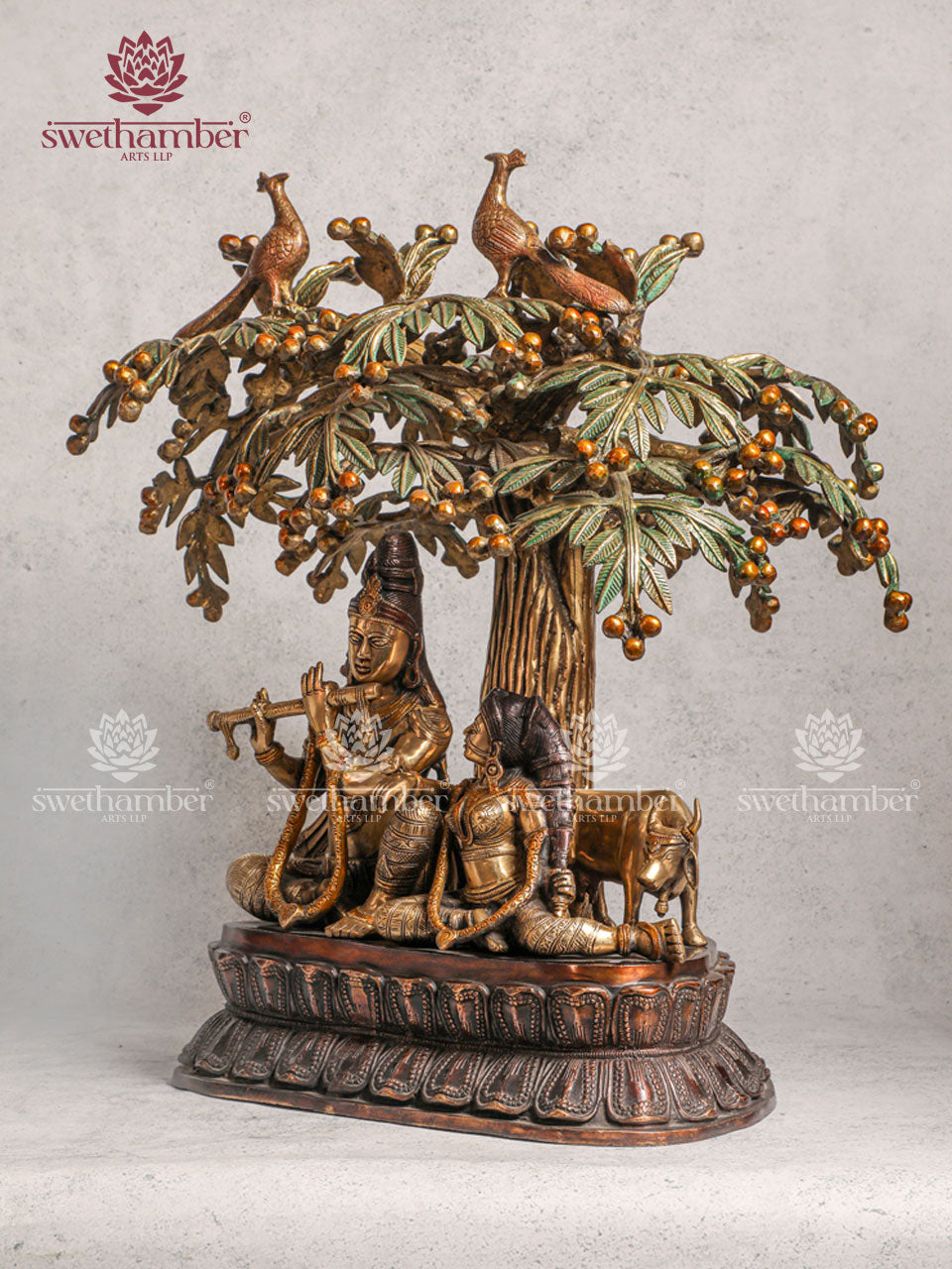Brass Unique Style Radha Krishna With Tree