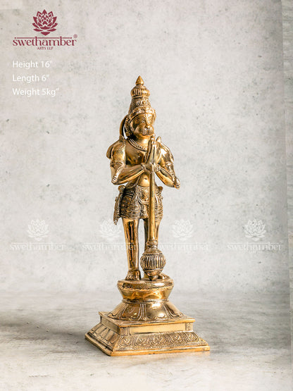 Standing Hanuman Brass Sculpture Idol