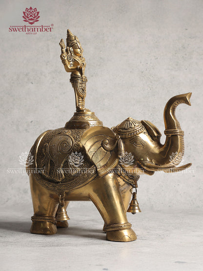 Pure Brass Lord Venkateshwara Swamy on Elephant 17"