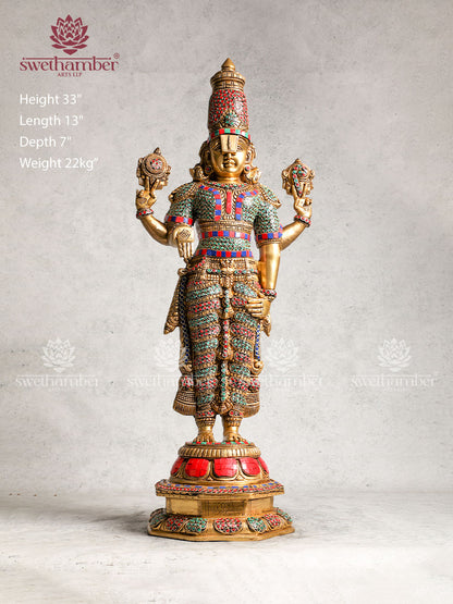Brass Jeweled Up Venkateswara Idol