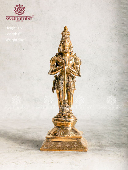 Standing Hanuman Brass Sculpture Idol