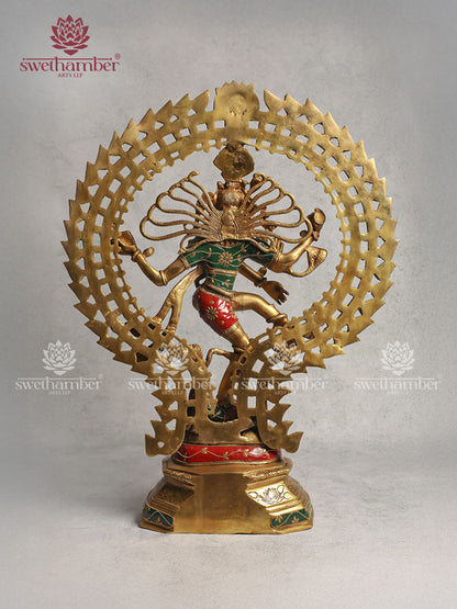 Brass Nataraja Home Décor With Stone Work