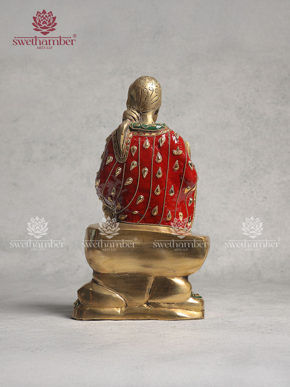 Brass Sai Baba Figurine With Stone Work