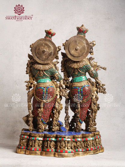 Brass Radha Krishna Set On Single Base