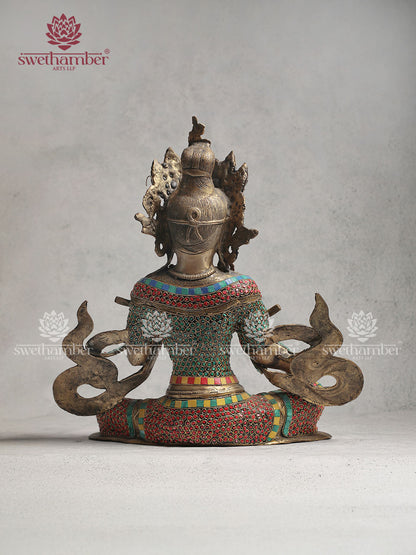 Brass Tara Idol With Stone Work