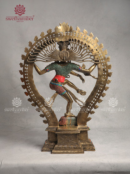 Brass Nataraja Home Décor With Stone Work