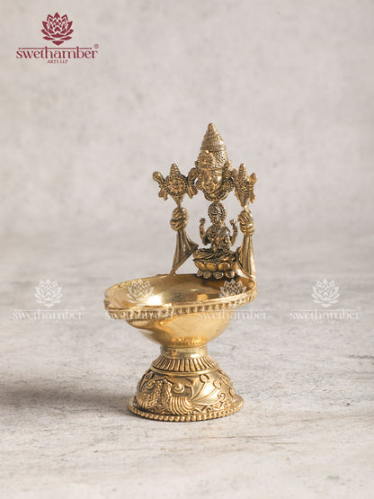 BRASS DEEPA WITH LAXMI