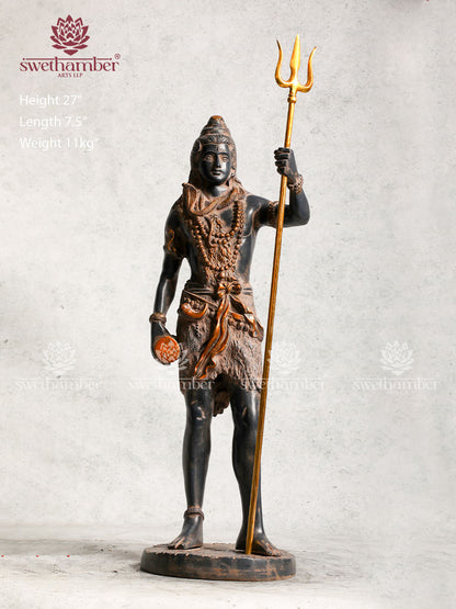Brass Antique Standing Shiva Idol for Home Décor