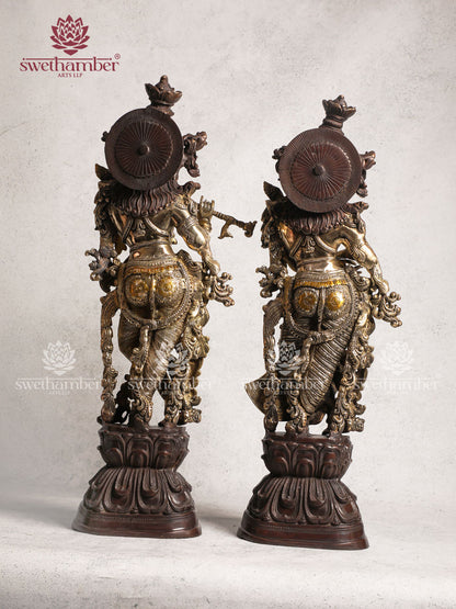 Brass Colour Radha Krishna Idol Set
