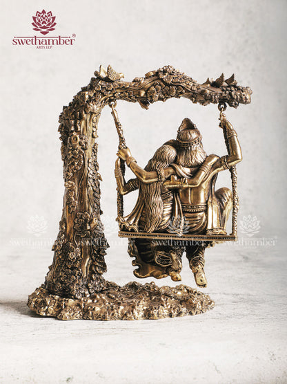 Unique Pure Brass Radha Krishna Intricate Superfine Swing 8"