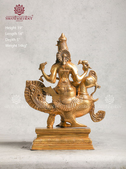 Brass Saraswati Idol for Home Use and Study Rooms
