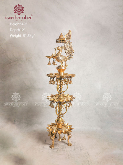 Large Brass Decorative Oil Lamp For Pooja Room & Decor