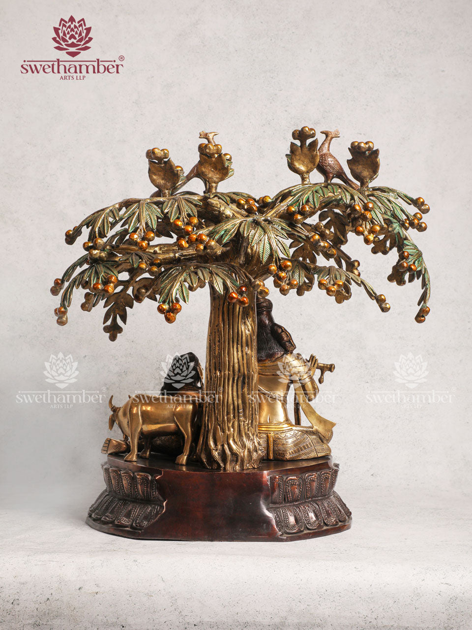 Brass Unique Style Radha Krishna With Tree