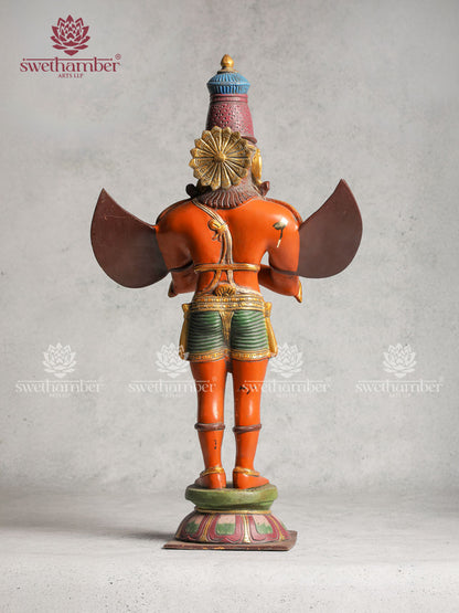 Antique Brass Garuda Statue With Colour