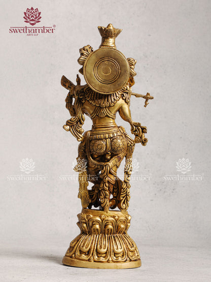 Brass Antique Krishna Statue